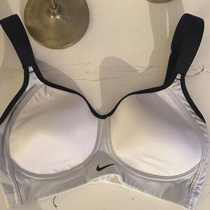 Nike White Sports Bra with Black and Gray Trim and Straps